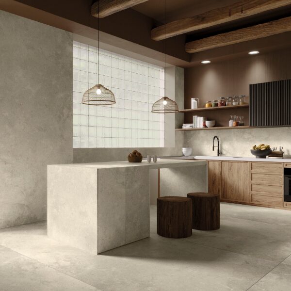 Keramische slab Leccia Blanc 3D structuur