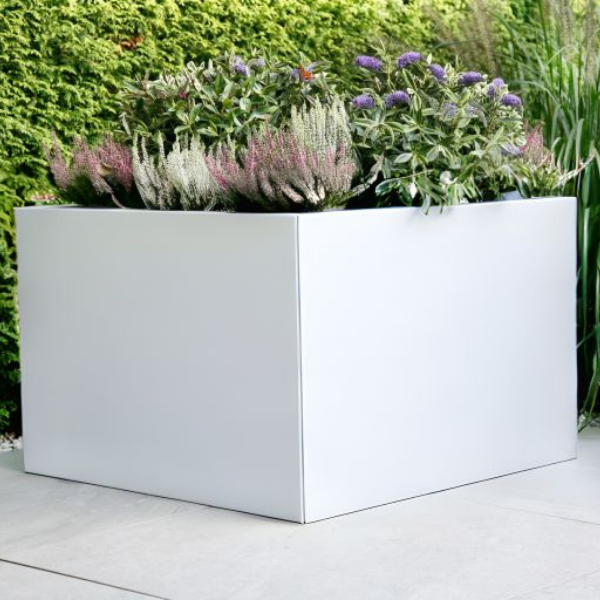 Bloembak Vlak Wit - 40 cm hoog